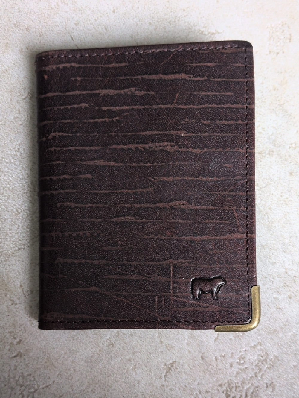 Will Leather Goods Dark Brown Leather Bifold Wallet with Brass Corner